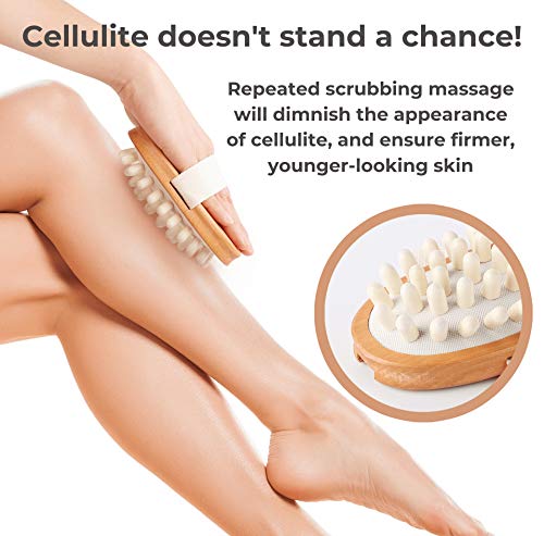 Dry Brushing Body Brush Set – Natural Bristle Spa Exfoliator Kit with Face Cleansing Brush, Long Dry Brushing Body Brush for Lymphatic Drainage & Massaging Cellulite Brush for Smooth, Radiant Skin