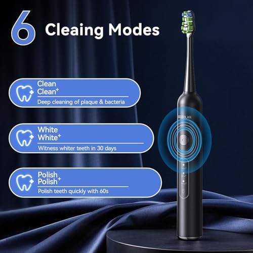 Electric Toothbrush for Adults, Rechargeable Sonic Toothbrush, IPX7 Waterproof Travel Toothbrush Set with Case, 8 Brush Heads, Charger, 2-Min Smart Timer, One Charge Last 60 Days(Pink)