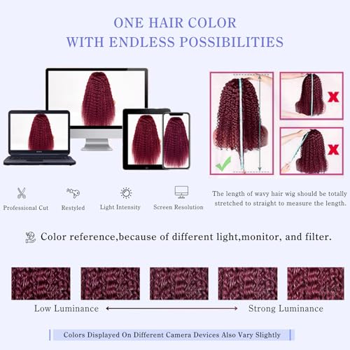 Estilar 30 Inch 99j Burgundy Lace Front Wigs Human Hair 13x6 Deep Wave HD Lace Front Wigs Pre Plucked with Baby Hair 200 Density Glueless Wet and Wavy Red Wine Colored Wigs Human Hair for Women