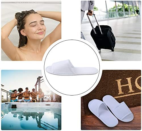 Elcoho 12 Pairs Open Toe Spa Slippers White Spa Hotel Guest Slippers for Spa, Party Guest, Hotel and Travel, Fits Most Men and Women