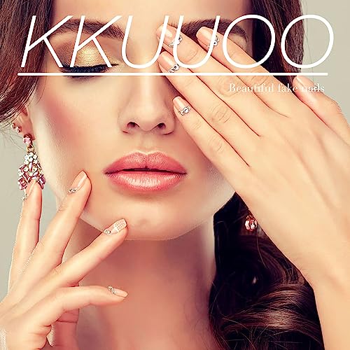 4 Pack Press on Nails,KKUUOO Long Coffin Fake Nails,Gradient & Glitter Design False Nails,Full Cover Glossy Acrylic Nails,Stick on Nails for Women Girls,96Pcs 12 Sizes-4 Styles In Total