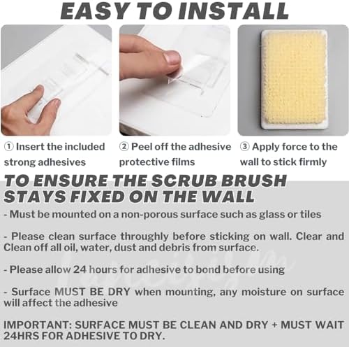 Wall Mounted Back Scrubber, Large Exfoliating Brush with Self Adhesive Hook for Shower Bathing Scrub Brush Back Brush & Body Scrubber - Shower Accessories 7.9 x 11.9 inches