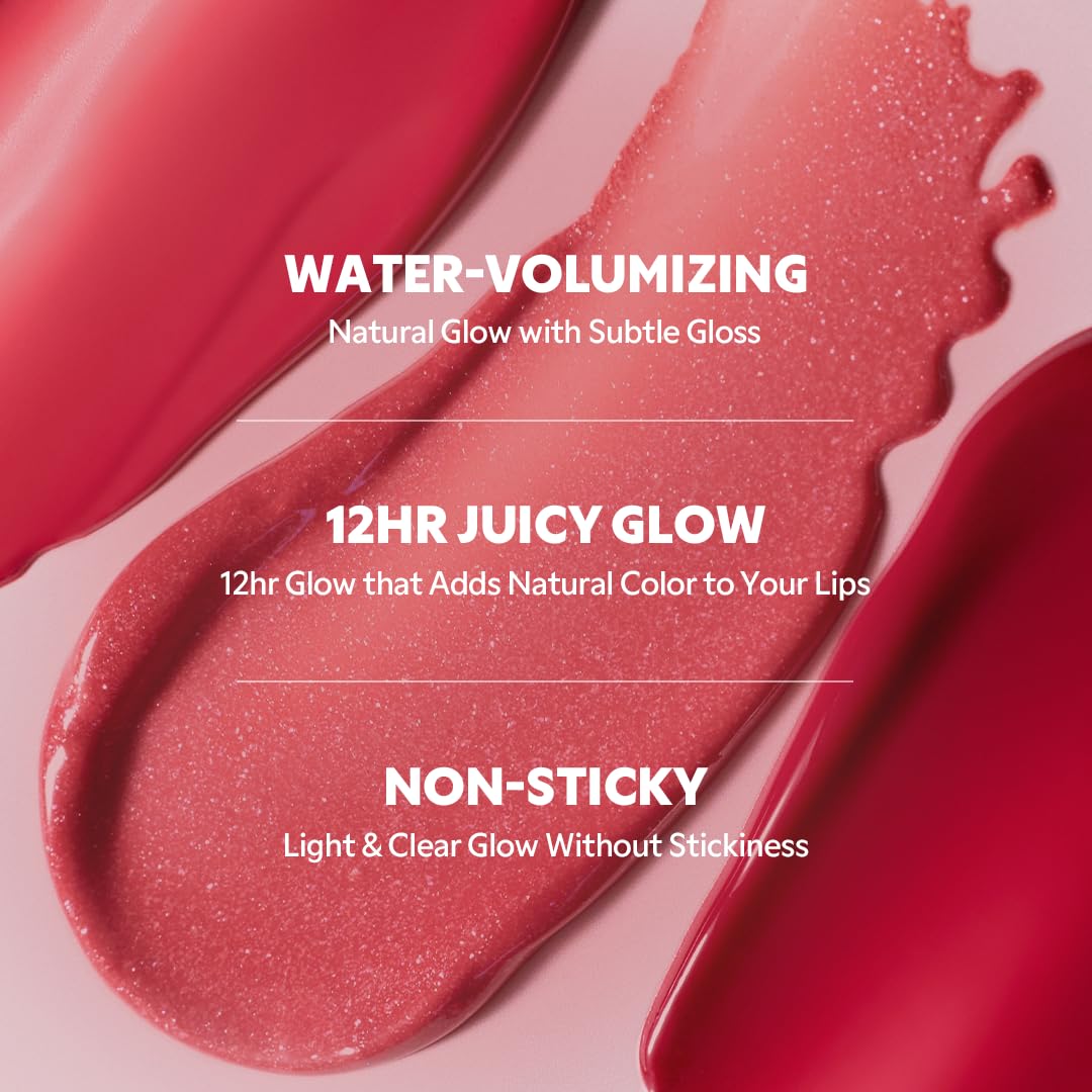 TIRTIR [*Mini Size Waterism Tinted Lip Gloss #18 Cherrid, 0.06 Fl Oz – Kiss Ready Lipgloss, 12H Long Lasting Non Sticky Natural Tinted Glow Korean Multiuse Cheek and Lip Tint for Women gift