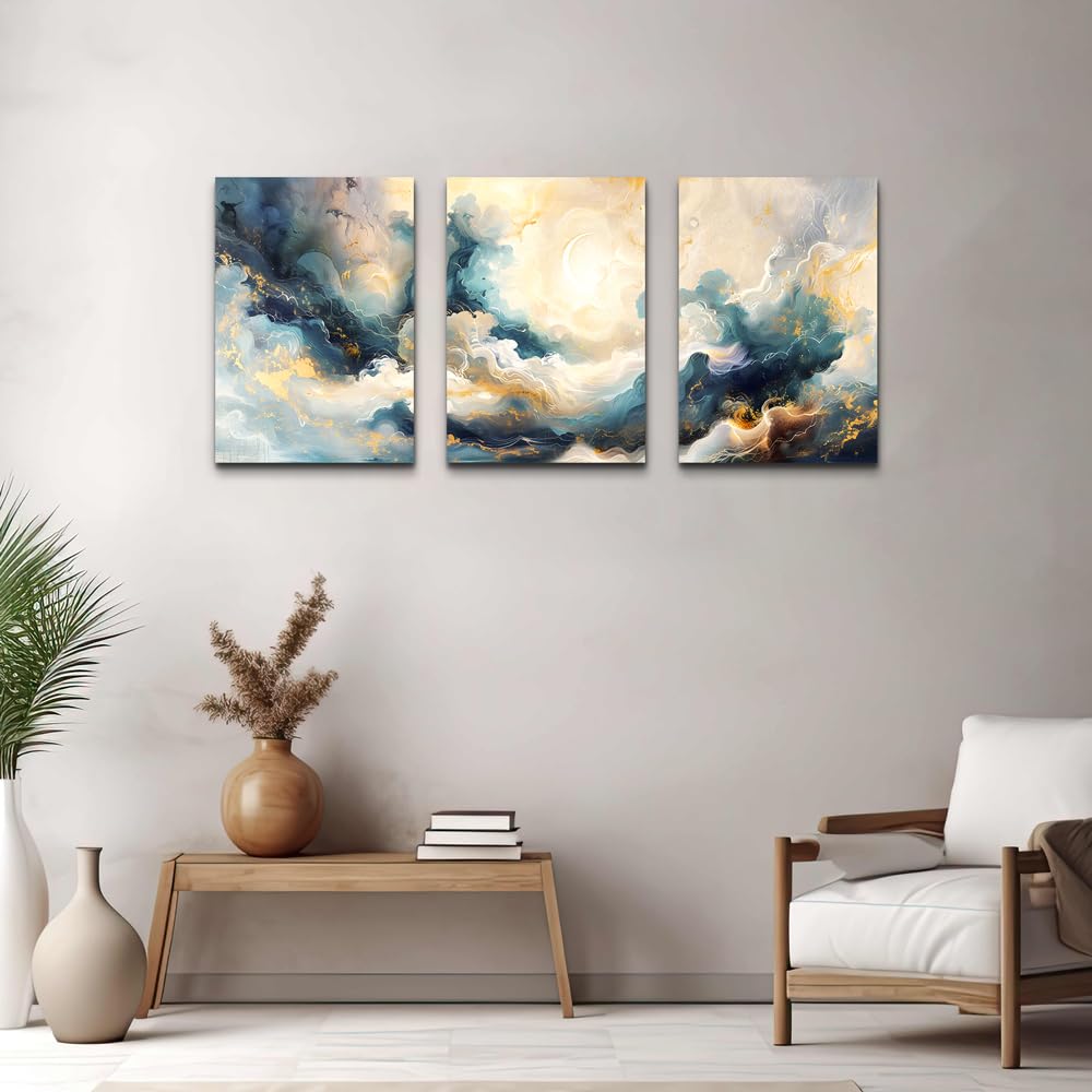 TTHYUEWS Canvas Wall Art For Living Room Modern Wall Decor For Bedroom Office Wall Decorations Minimalism Abstract Ink Paintings Framed Canvas Prints Wall Pictures Art Bathroom Home Decor 3 Piece