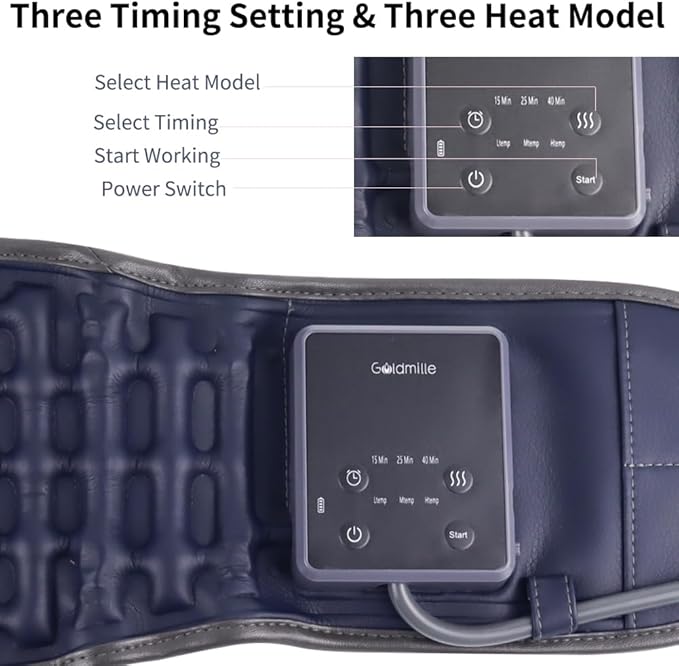 Cordless Heating Decompression Back Belt for Lower Back Pain Relief, Inflatable Lumbar Traction Device with Heating Pad Powered by 4000mAh Rechargeable Battery, One Size Fits 29-49 Waist