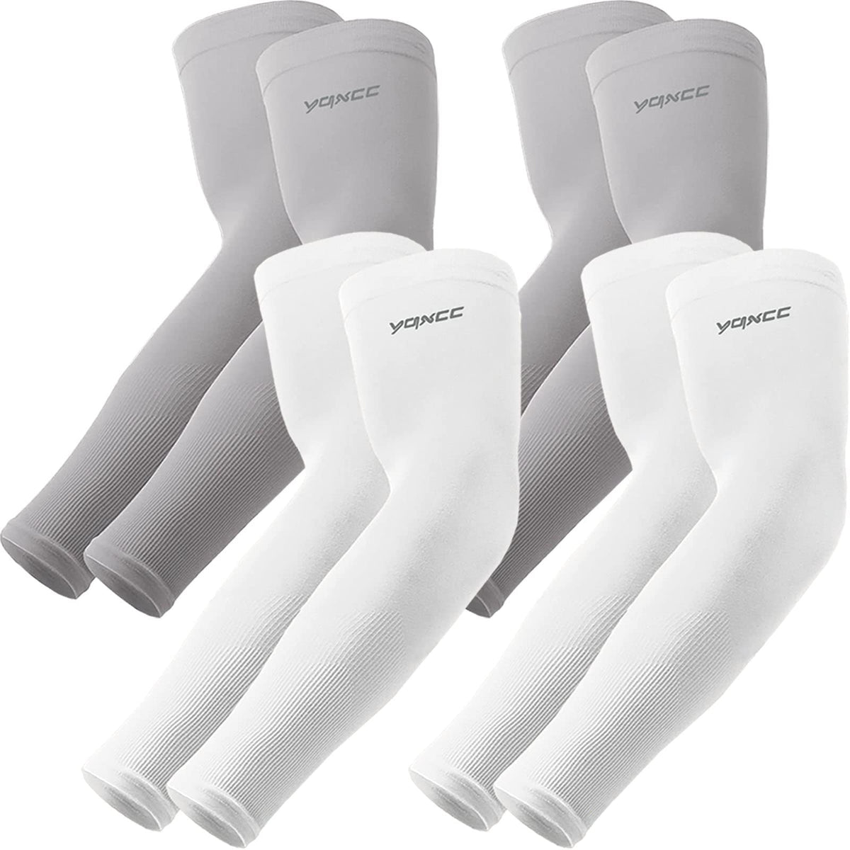 YQXCC 4 Pairs Arm Sleeves, Cooling UV Sun Protection Sports Compression Sleeves for Men Women, Golf Basketball Arm Sleeves