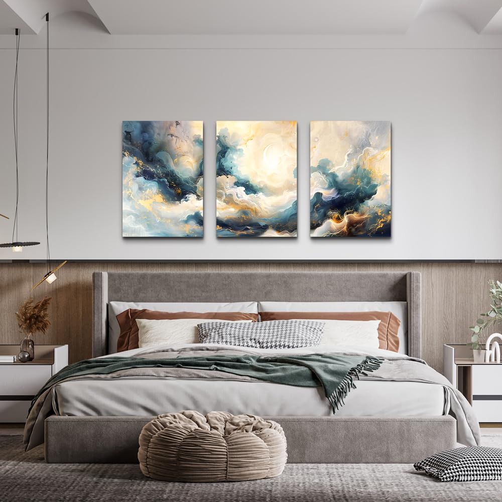TTHYUEWS Canvas Wall Art For Living Room Modern Wall Decor For Bedroom Office Wall Decorations Minimalism Abstract Ink Paintings Framed Canvas Prints Wall Pictures Art Bathroom Home Decor 3 Piece