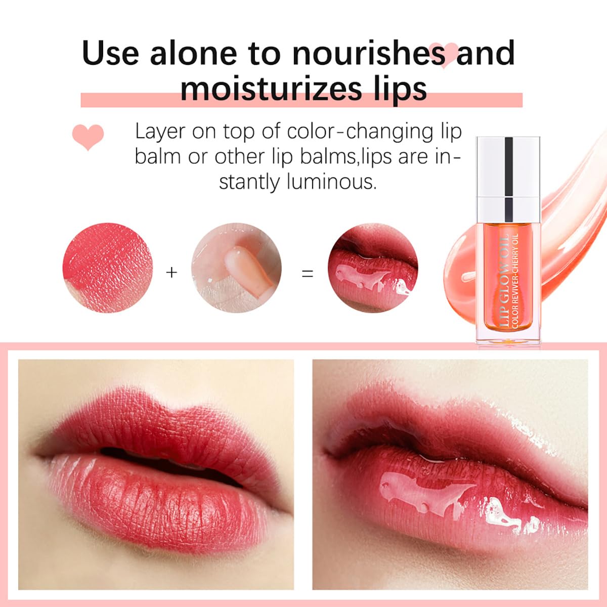 Hydrating Lip Glow Oil Moisturizing Plumping Lip Tint Lip Gloss Transparent Lip Balm Long Lasting Nourishing Repairing Lightening Lip Lines (007# RASPBERRY)