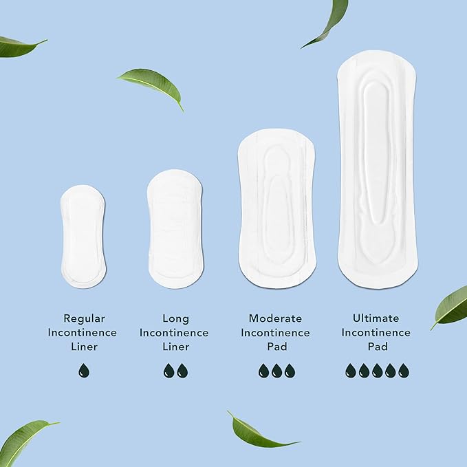 Rael Organic Cotton Cover Incontinence Liners Bundle - Bladder Control and Postpartum Liners, 4-Layer Core Protection with Leak Guard Technology, Regular (48 Count) and Long (36 Count)