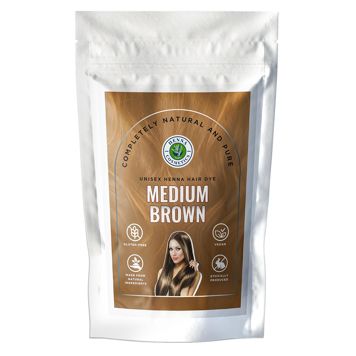Henna Cosmetics Cypri Natural Henna Hair Color Dye, 100% Pure Henna Powder for Hair Growth Organic (Medium Brown, 100 Gr + Free 50 Gr.)