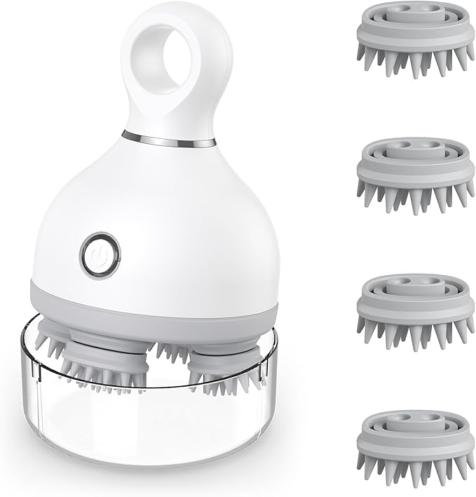 ORIA Electric Pet Massager for Dogs Cats, Electric Scalp Massagers, Handheld Dog Cat Massager with 3 Modes, 4 Heads, 84 Nodes, Electric Head Back Scratcher for Stress Relax Deep Clean