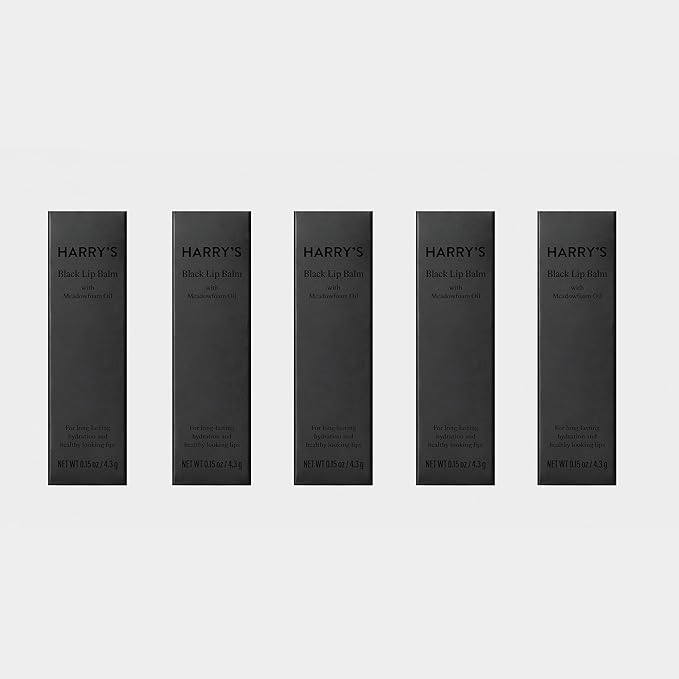 Harry's Black Lip Balm for Men - (5 Pack) Hydrating Men's Lip Balm with Natural Finish - Korean Skincare Technology with Meadowfoam Oil