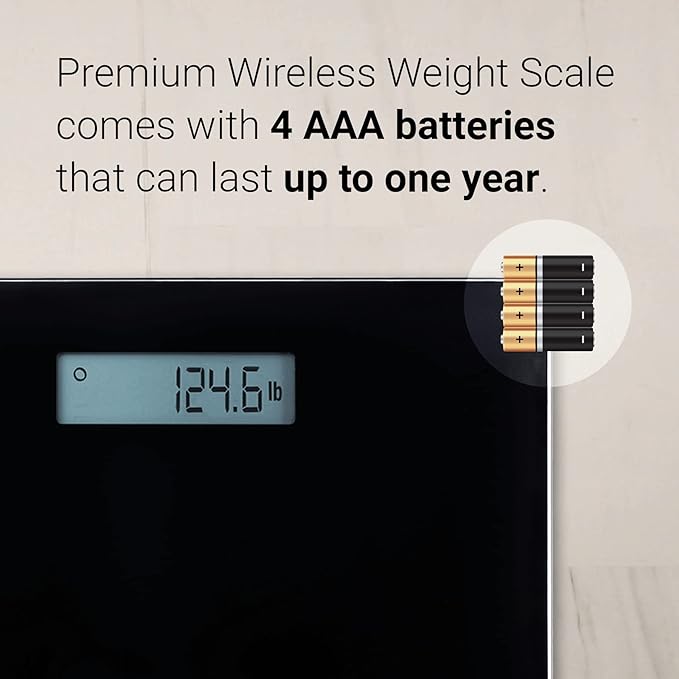 A&D Medical Digital Body Weight Scale - UC-352BLE - Bluetooth Bathroom Weight Machine, Syncs with A&D Heart Track App - 450lb (200kg) - Batteries Included, FSA/HSA Eligible, Black