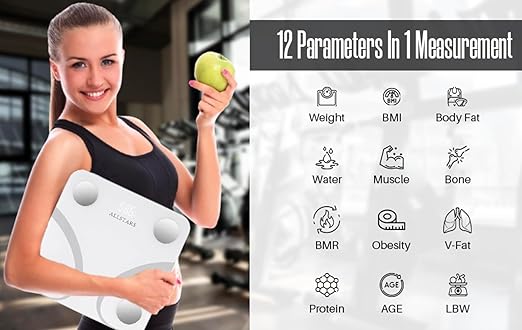 Smart Scale for Body Weight, Fat, BMI, High Precision, 396 lbs Capacity, Large LED Display, Fitness Health Scale, Smartphone App Sync - White