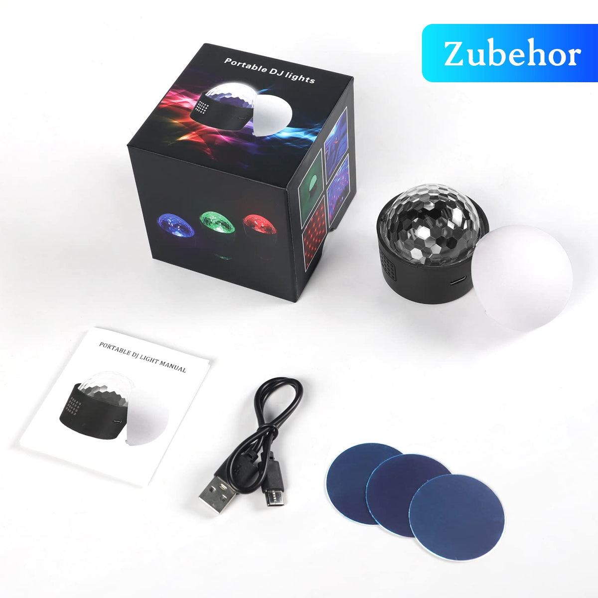 Wiwreenm Mini Disco Ball Light,Rechargeable Party Lights,Sound Activated Strobe DJ Light,Portable Battery Operated,Night Lights Projector for Kids,Disco Atmosphere Decoration for Car/Parties