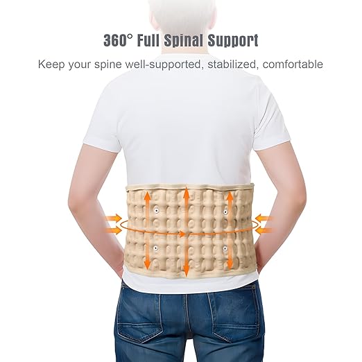 Decompression Back Belt for Lower Back Pain Relief and Lumbar Support, Spinal Decompression Belt for Woman and Men, One Size Fits 29-49 inches Waist, Decompression Back Brace for Sciatica (Beige)