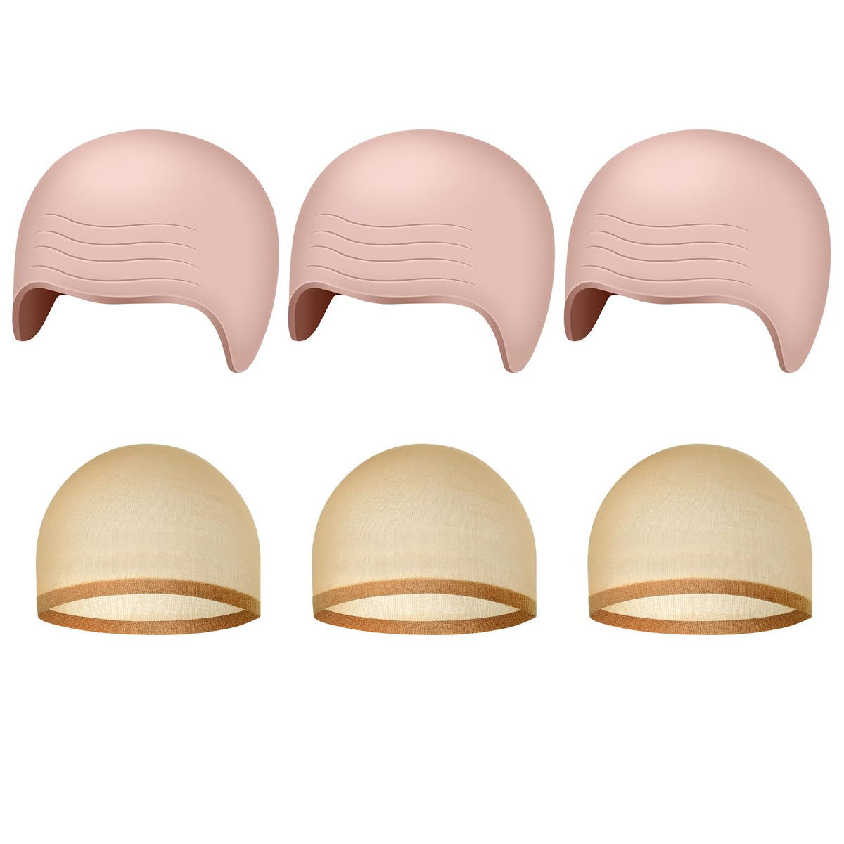 NACHLYNN 2/4/6 Pcs Halloween Nylon Bald Cap for Adult Makeup Latex Wig Cap Costume for Halloween Party Men (Novel, 6)