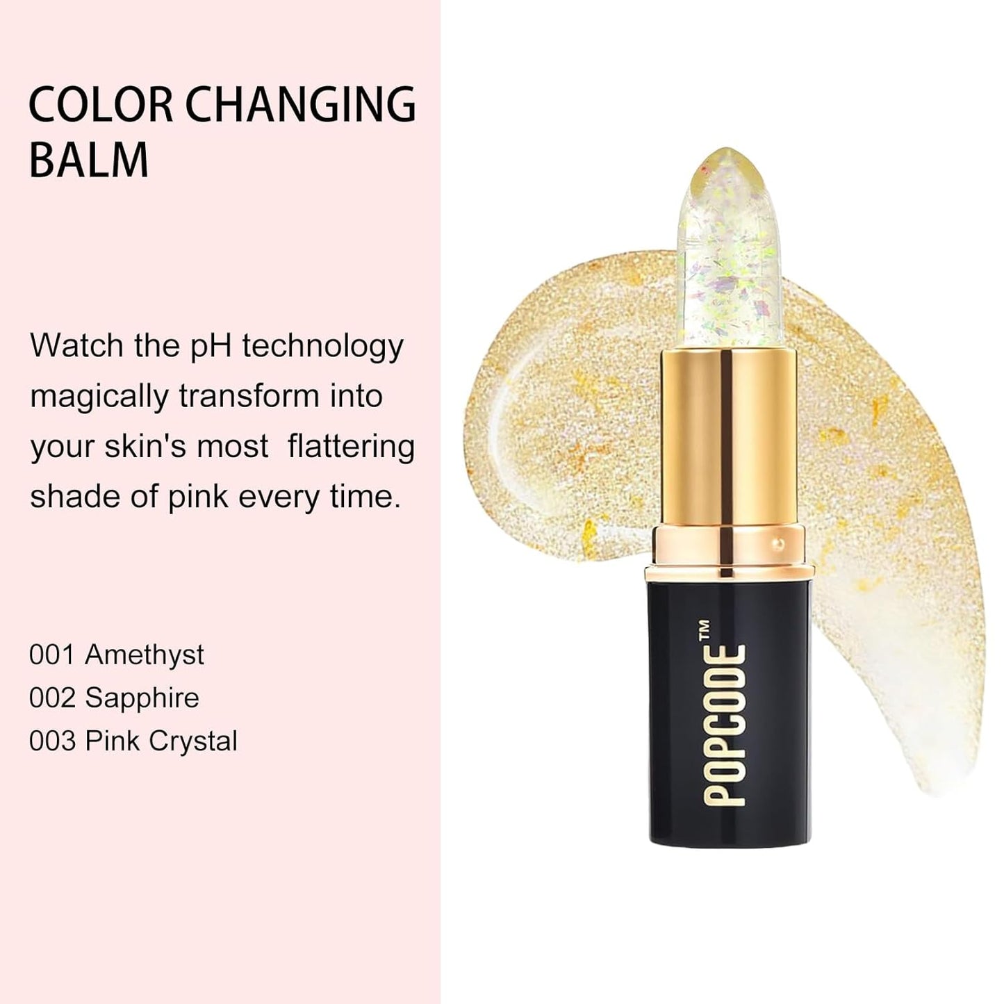 pH Lip Balm, Transparent Clear Color Changing Lipstick and Tinted Lip Balm Chapstick, Vegan & Cruelty Free Lip Tint, Hydrate & Nourish with JOJOBA and MEADOWFOAM SEED OIL, #001 Amethyst