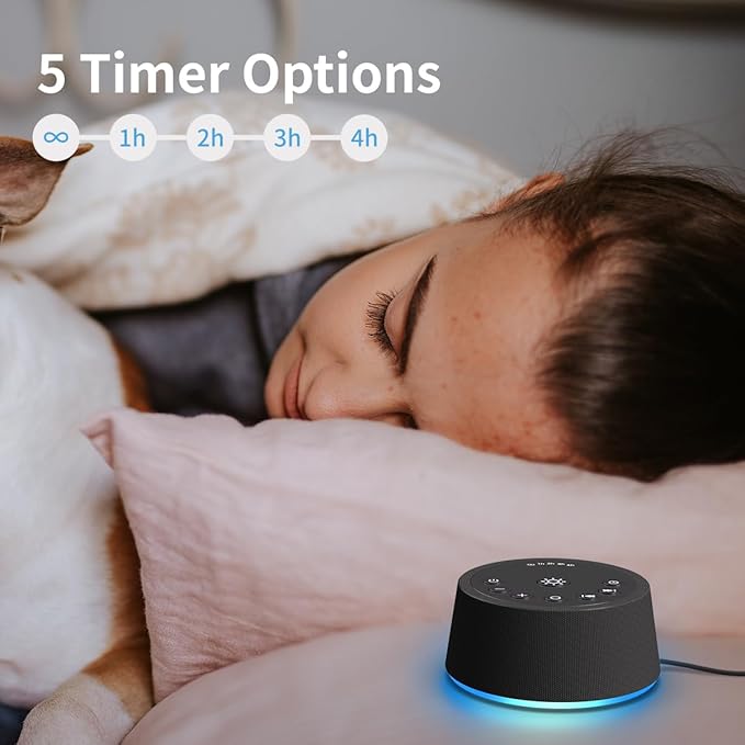 White Noise Sleep Sound Machines 30 Sounds 12 Colors Light 32-Level Volume 5 Timers for Home Travel Gift Adjustable Brightness Memory Function Compact