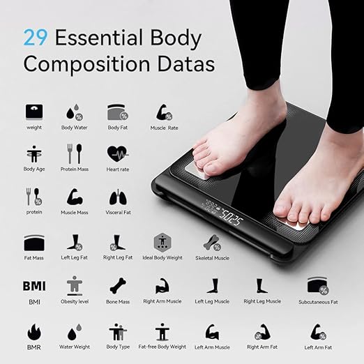Smart Scale with BMI Body Fat Muscle Mass, 8 Sensors Body Composition Scales Most Accurate Body Pod Scale, FSA&HSA Eligible
