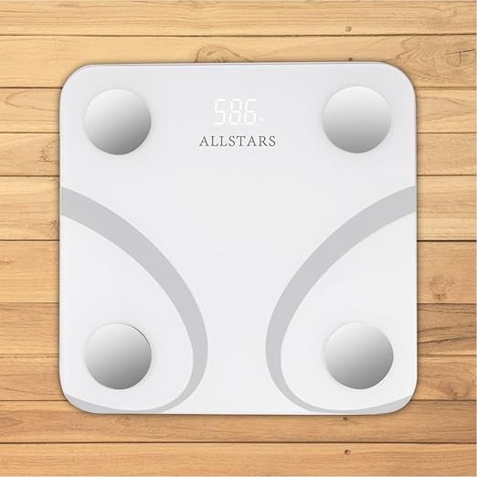 Smart Scale for Body Weight, Fat, BMI, High Precision, 396 lbs Capacity, Large LED Display, Fitness Health Scale, Smartphone App Sync - White