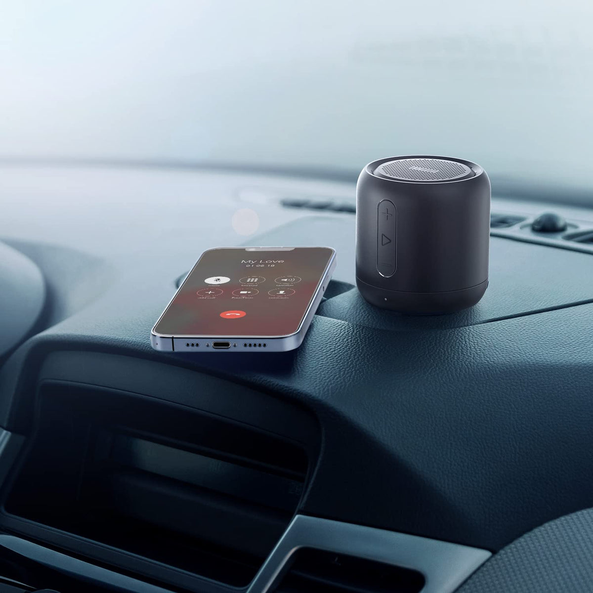 Soundcore Anker Mini, Super-Portable Bluetooth Speaker with FM Radio, 15-Hour Playtime, 66 ft Bluetooth Range, Enhanced Bass, Noise-Cancelling Microphone for Leisure and Work Use