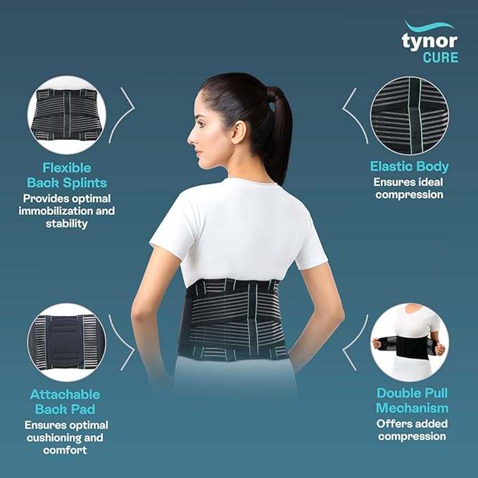 TYNOR Back Support Belt, Back Brace for Lower Back Pain,Breathable Lumbar Support Belt for Men & Women, Herniated Disc, Scoliosis & Lifting, Adjustable Straps with Lumbar Pad (Small, Premium Black)