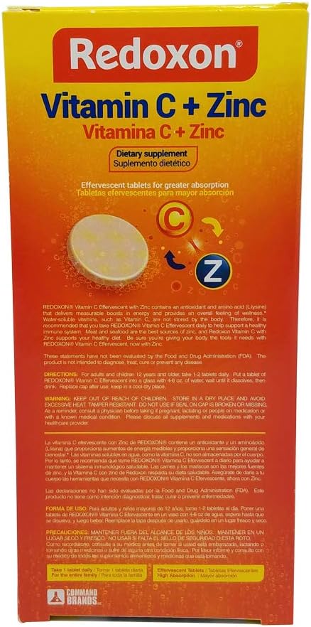 Redoxon Orange Effervescent Vitamin C with Con Zinc, 20 Tablets (6 Pack) 20 Count