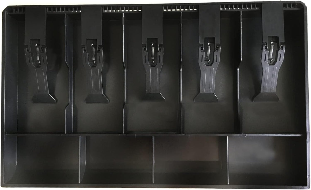 Cash Register Drawer for Money Storage, Cash Tray with 5 Bill/4 Coin Compartments for Supermarkets, Shops, Hotels (Black)