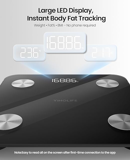 Scale for Body Weight, Digital Smart Bathroom Weight Scale BMI Weighing Bluetooth Body Fat Scale, 20 Body Composition Analyzer with App, 10.2", 400 lbs, White Black Blue