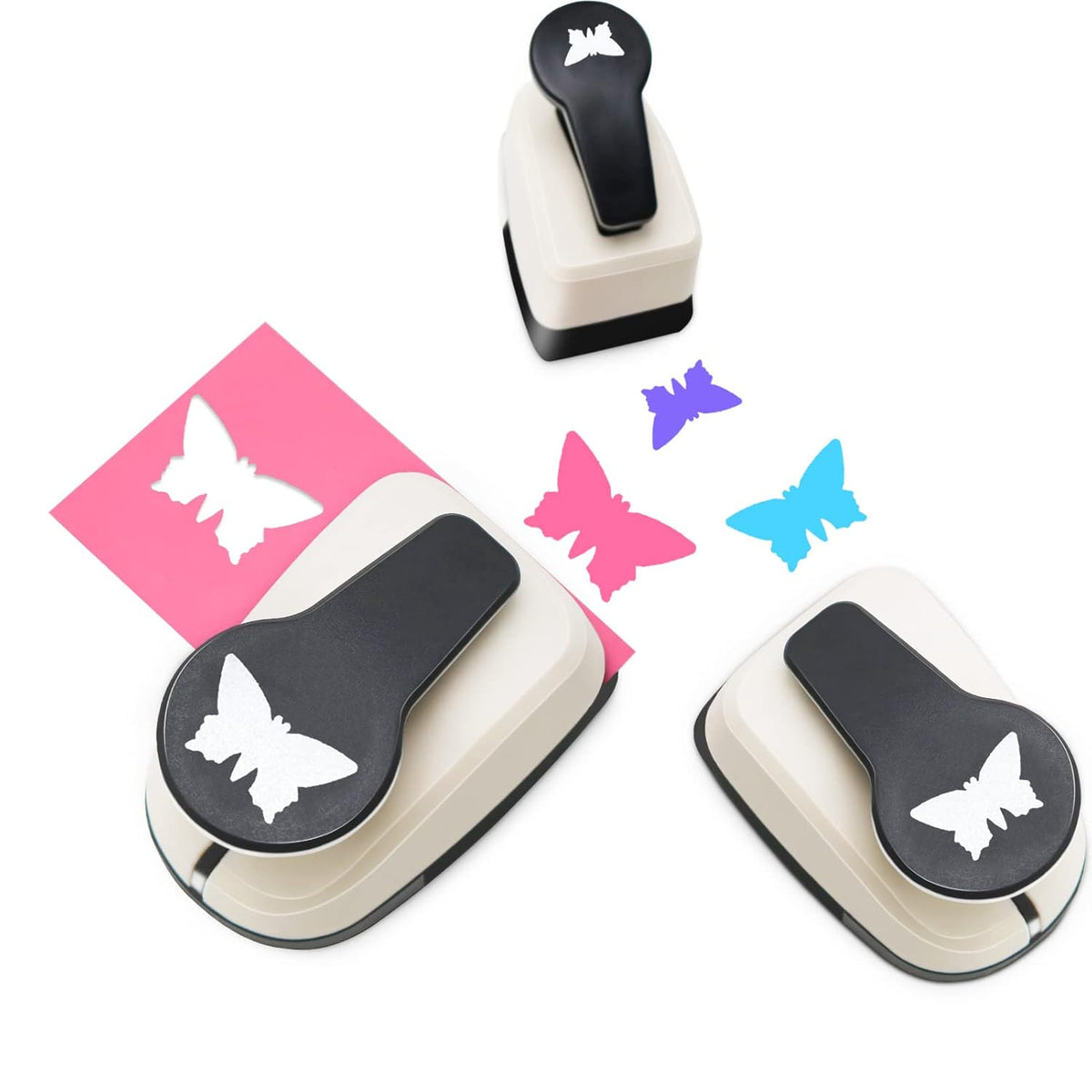 Butterfly Punch, Butterfly Hole Punch, Butterflies Paper Punch, Hole Puncher for Paper Crafts, Cardstock, Scrapbooks, 1 inch, 5/8 inch, 3/8 inch Paper Punches for Crafting