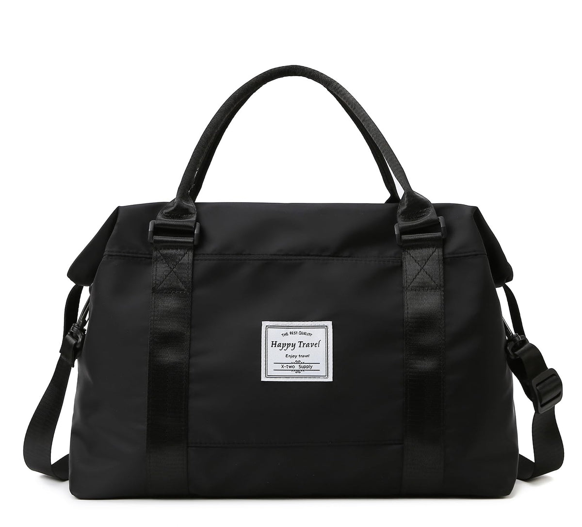 Travel Duffle Bag Weekender Overnight Bag Gym Tote Bag with Dry and Wet Separated Pocket for Women Girls Shoulder Bag Workout Duffel Bag Water Resistant (black)