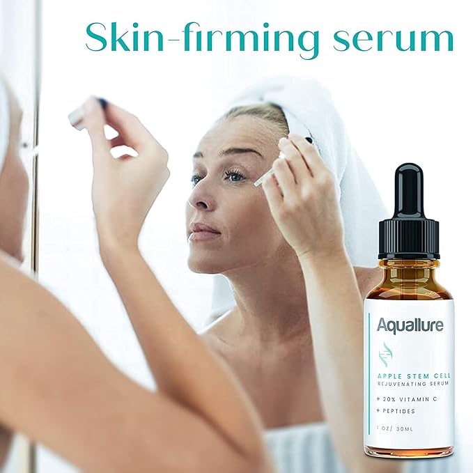 Complexion MD Exfoliating Face Scrub (1.69 oz) - Aquallure Apple Stem Cell Rejuvenating Serum (1 oz) - Anti Aging - Pore Refining Microdermabrasion - Green Tea, Peptides & Hyaluronic Acid (2 items)