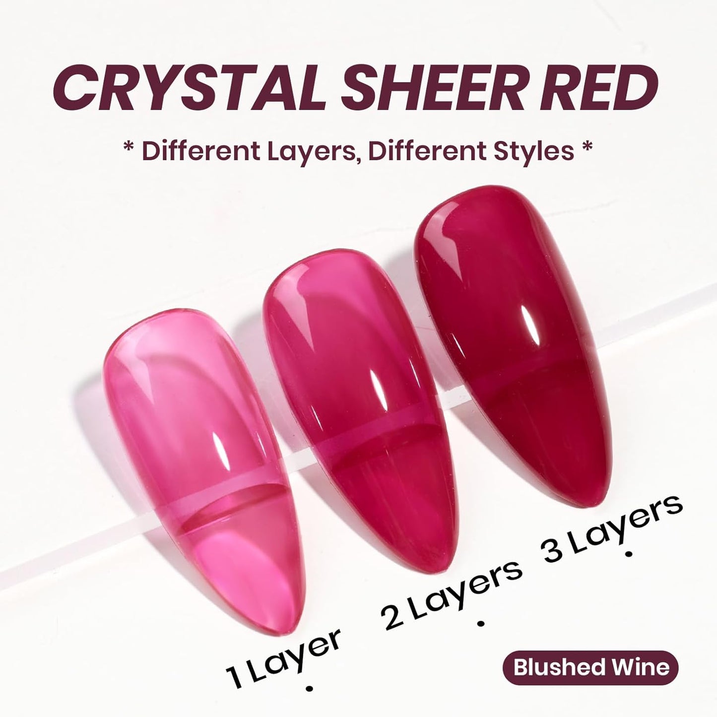Beetles Burgundy Red Gel Nail Polish - 15ML Wine Red Neutral Cherry Color Jelly Fall Gel Polish Soak Off UV Translucent Effect Blushed Wine Series Manicure Gift for Women