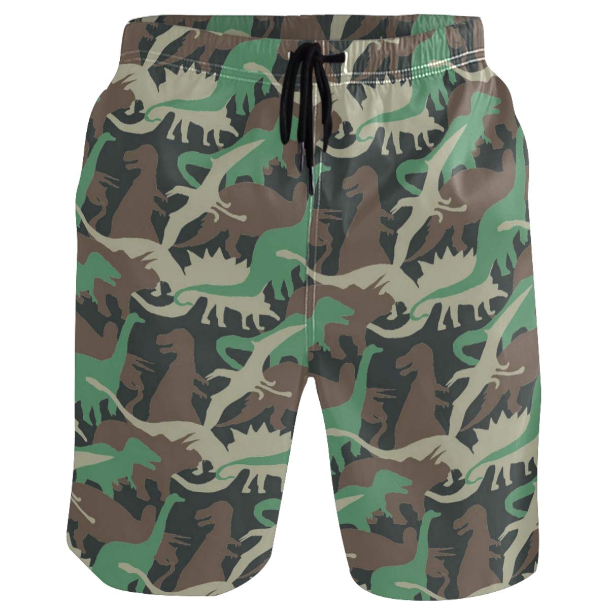 visesunny Dinosaur Camouflage 3D Print Graphic Mens Swim Trunks Summer Casual Athletic Swimming Short with Mesh Lining S-XXL