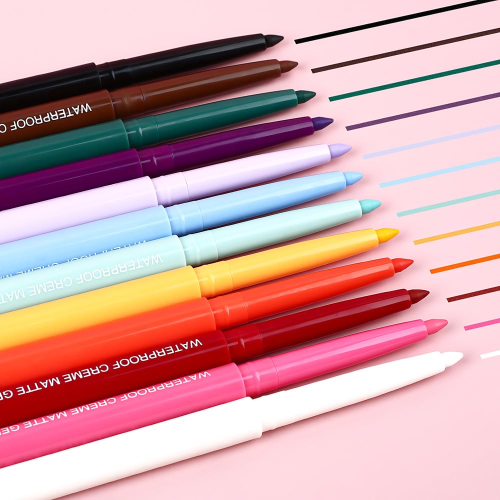 evpct Blue Eyeliner Pencils for Eyes, Light Sky Blue Matte Colored Eye Liner Pencil Makeup Waterproof Smudge Proof, Colored Gel Waterline Eyeliner Liquid Face Eye Paint Stick Lipstick Halloween Makeup