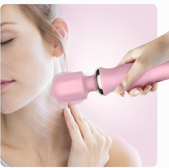 Portable Electric Travel Massager, Handheld Rechargeable Neck and Shoulder Muscle Home Massage Tool (Pink)