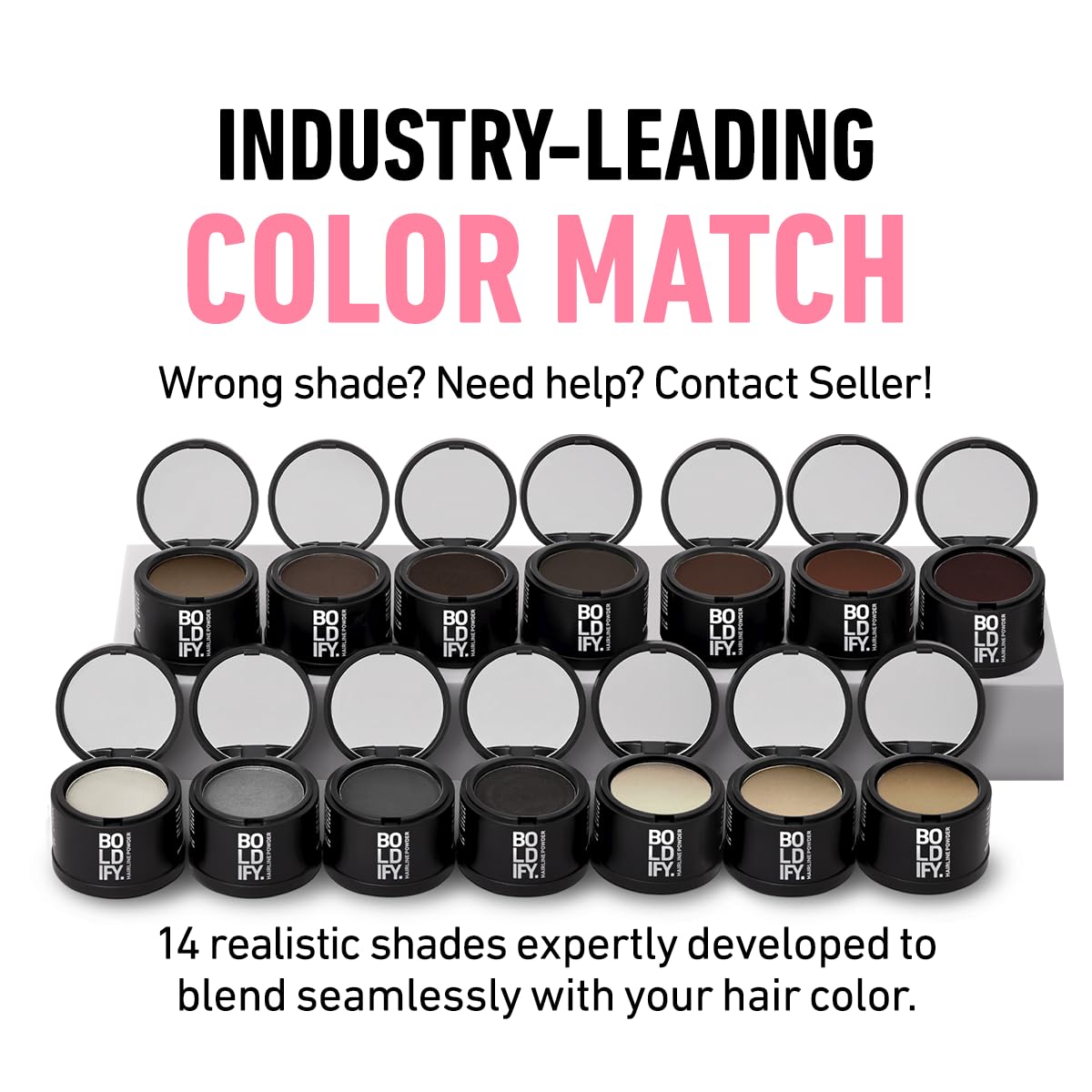 BOLDIFY Hairline Powder - Root Touch Up Hair Color for Gray Coverage - Bald Spot Concealing Hair Powder for Women & Men - 48-Hour Stain-Proof - Light Brown