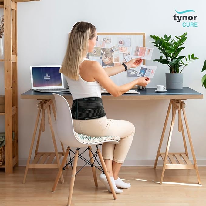 TYNOR Back Support Belt, Back Brace for Lower Back Pain,Breathable Lumbar Support Belt for Men & Women, Herniated Disc, Scoliosis & Lifting, Adjustable Straps with Lumbar Pad (Small, Premium Black)