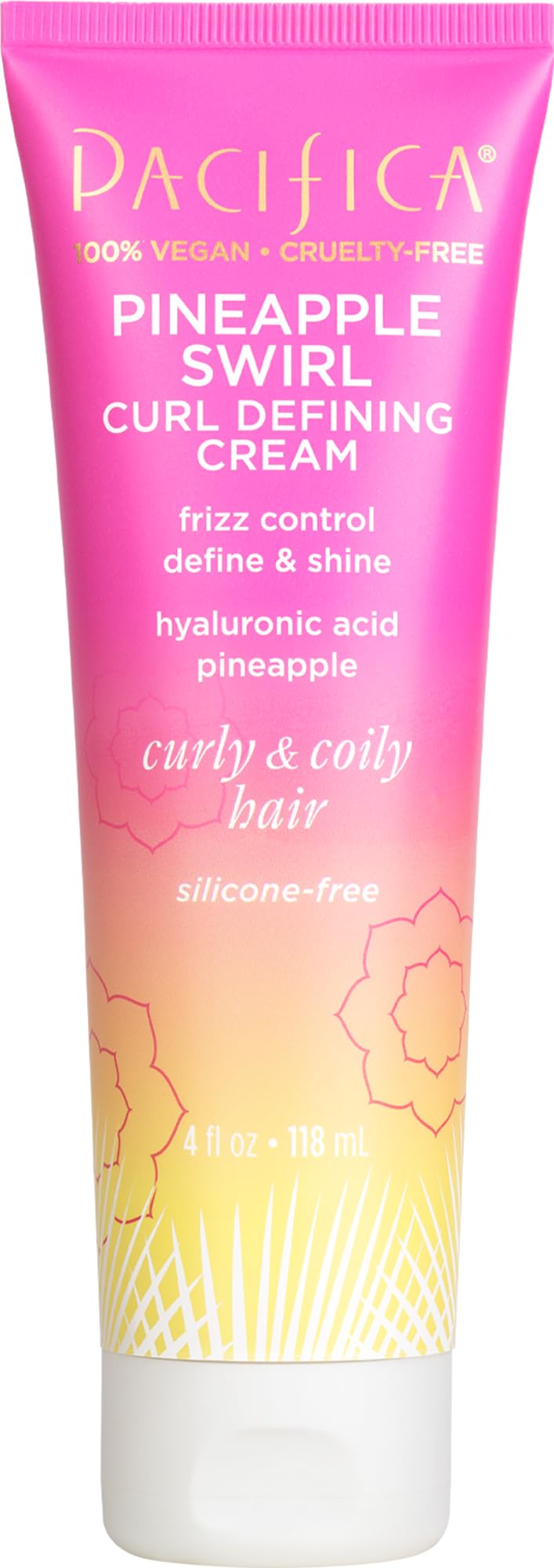 Pacifica Beauty Pineapple Swirl Curl Defining Cream, 100% Vegan & Cruelty Free, 4 Fl Oz