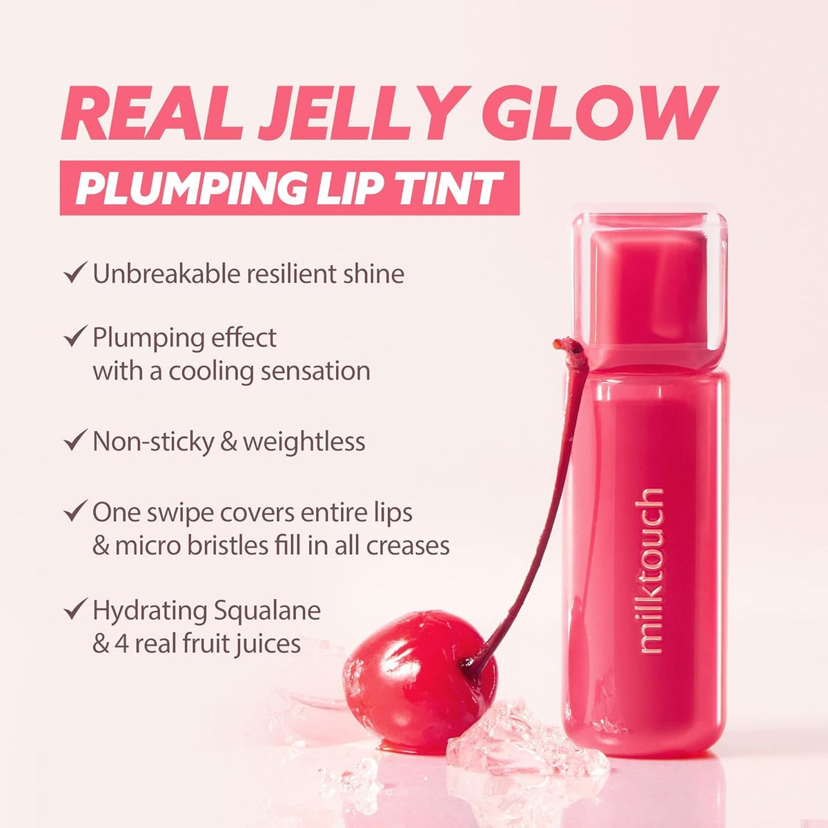 MILKTOUCH Jelly Fit Lip Tint (07 Autumn Peach) with Cooling Plumping Effect and Water-Based Non-Sticky Texture | Long Lasting Korean Beauty Lipstain Tinted Gloss Oil Brown K Makeup