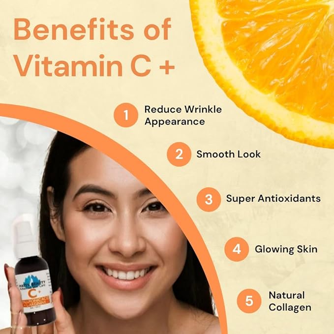 Supercharged Vitamin C Serum with Moisturizing Hyaluronic Acid - Advanced Antioxidant Face and Body Serum - 2 oz