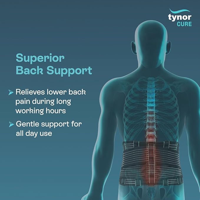 TYNOR Back Support Belt, Back Brace for Lower Back Pain,Breathable Lumbar Support Belt for Men & Women, Herniated Disc, Scoliosis & Lifting, Adjustable Straps with Lumbar Pad (Small, Premium Black)