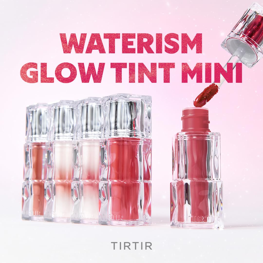 TIRTIR [*Mini Size Waterism Tinted Lip Gloss #18 Cherrid, 0.06 Fl Oz – Kiss Ready Lipgloss, 12H Long Lasting Non Sticky Natural Tinted Glow Korean Multiuse Cheek and Lip Tint for Women gift