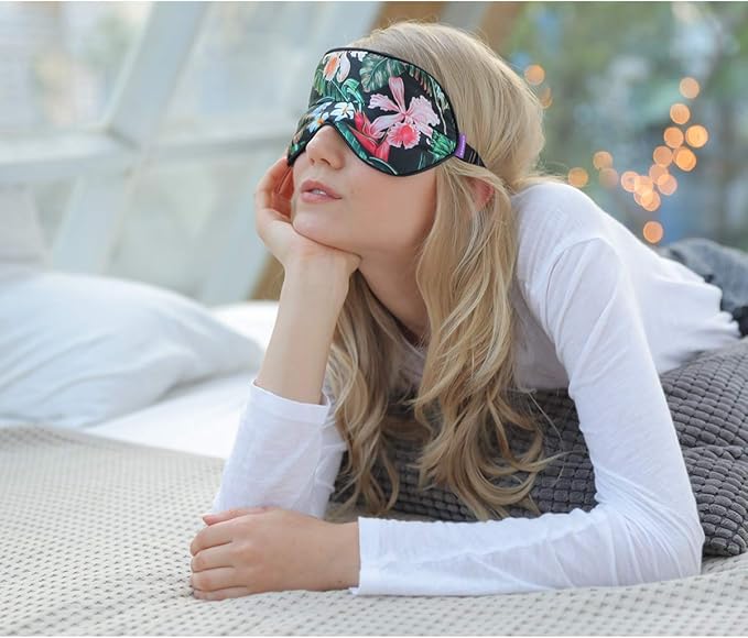 O’Bester Natural Silk Sleep Mask, Comfortable and Super Soft Eye Mask with Adjustable Strap, Ultimate Sleeping Aid, Blindfold, Blocks Light (Orchid)