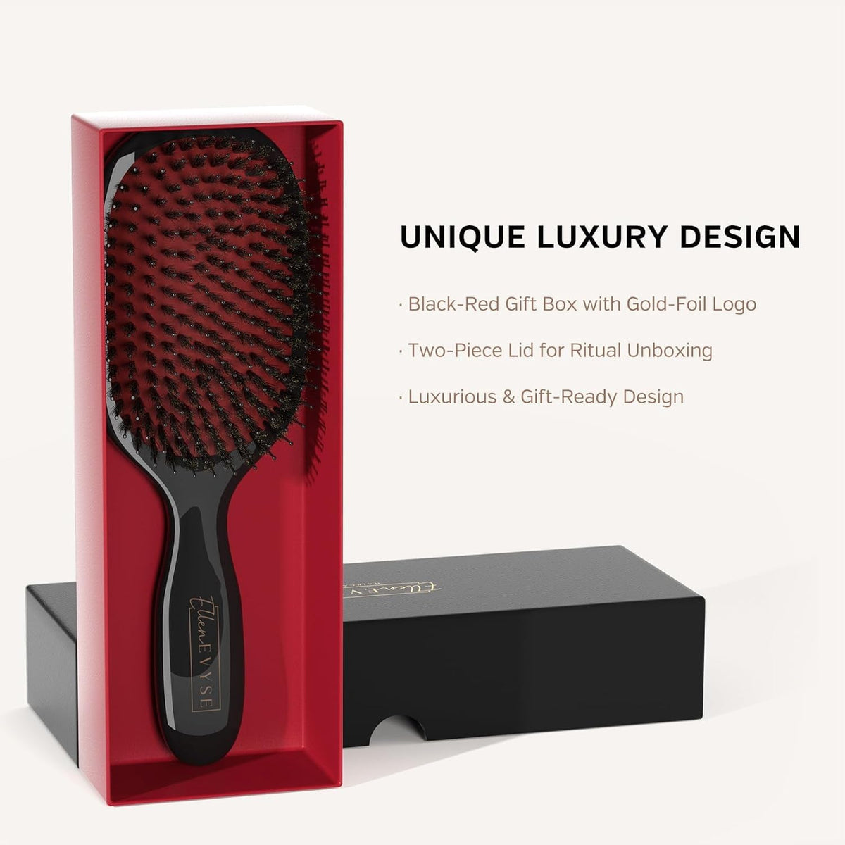 Boar Bristle Hair Brush,Nylon Pins and Boar Bristles for Smoothing,Detangling,Reducing Breakage and Enhancing Shine,Hairbrush for Women,Men
