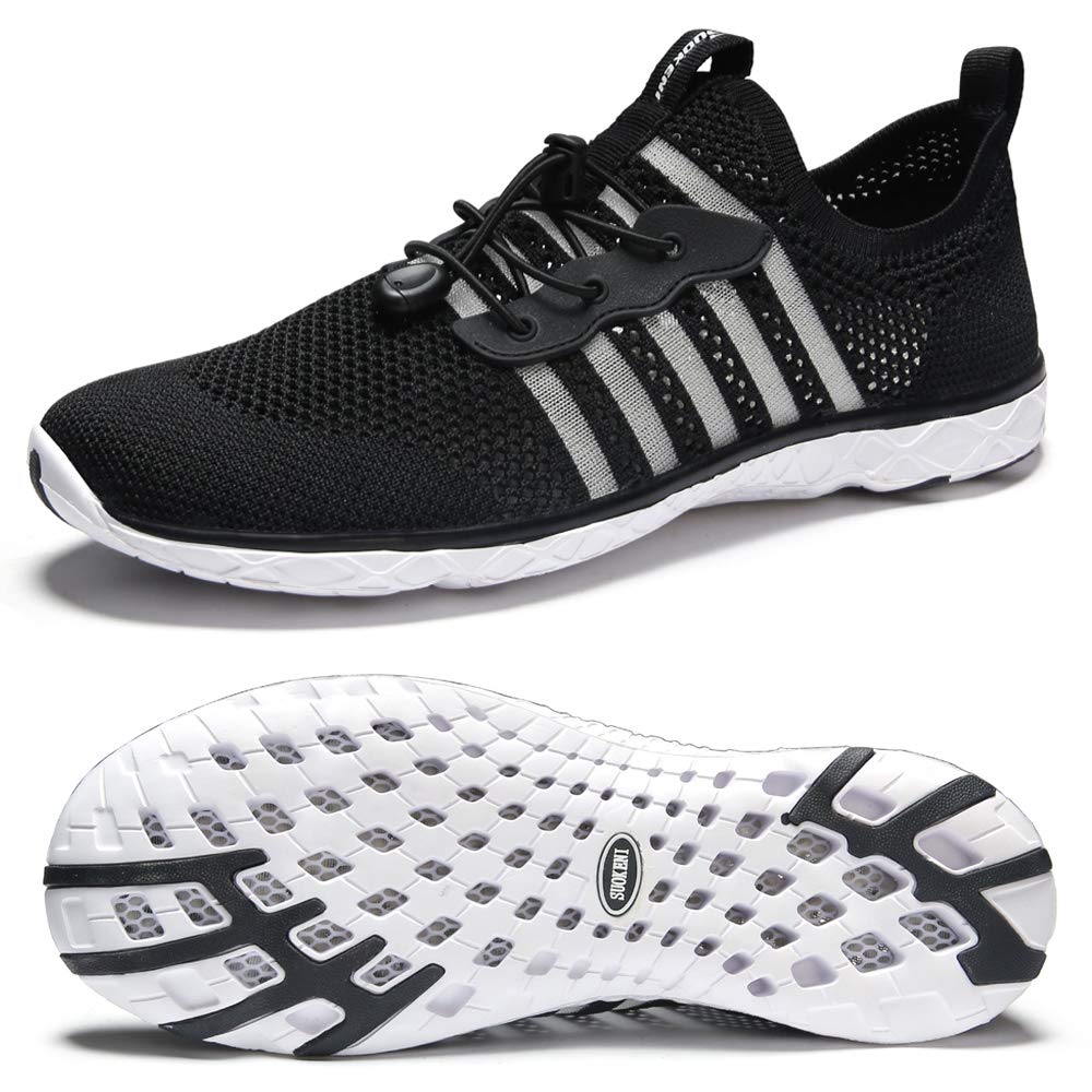 SUOKENI Women's Quick Drying Slip On Water Shoes for Beach or Water Sports Blackwhite,Size:US 9/EU 40