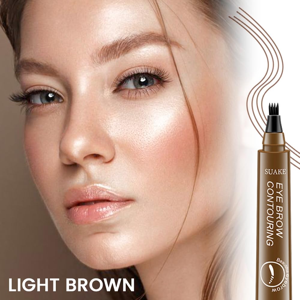 Kaely Eyebrow Pencils for Women, 4 Tip Magical Precise Waterproof Brow Pen, Microblading Eyebrow Contouring Pen, lapiz de cejas 3d Eye Brow Gel, 24h Smudge Proof,01 Light Brown