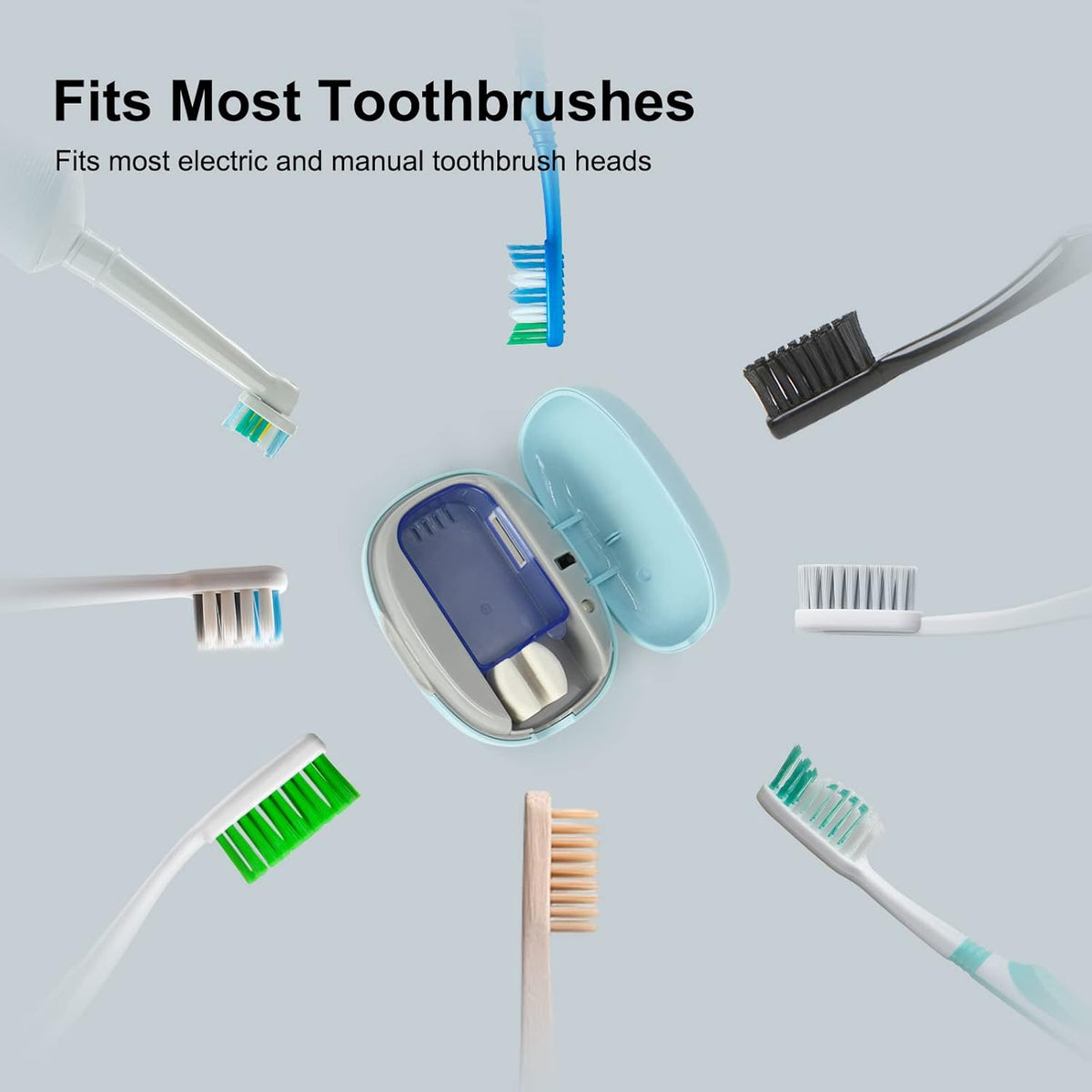 Toothbrush Holder, Toothbrush Cleaner Case, Portable USB Charging Toothbrush Cover with U V-C Light, Travel Toothbrush Holder (Blue)