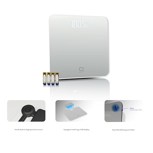 O'CARE Digital Bathroom Scale,Highly Accurate Body Weight Scale,Large Clear LED Display, Differential Display, Including 4*AAA Battery, Measures Weight up to 400LB